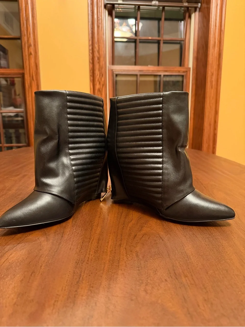 AKIRA Black Wedge Ankle Boots Size 9.5